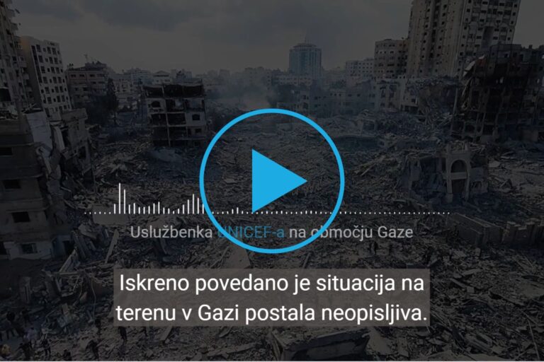 Po več kot tednu dni konflikta v Gazi, vsakodnevno stopnjevanje sovražnosti še posebej prizadene otroke, ki nujno potrebujejo humanitarno pomoč in zaščito.