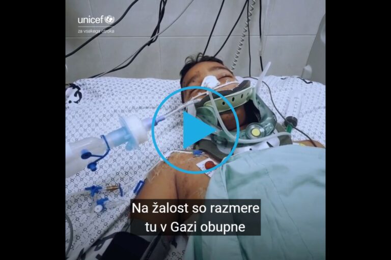 Zdravstvena kriza v Gazi se kaže v pomanjkanju medicinske opreme, zdravil, osebja in hrane. Otroci potrebujejo varnost in mir.